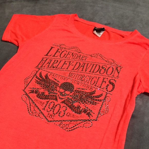 Harley-Davidson Tops - Harley Davidson Gemmed Blouse Skull Wings Like New